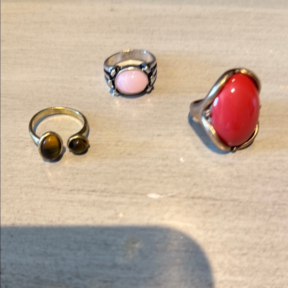 Free People Bold Red and Pink Stone Rings